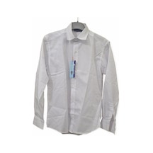 Rival M Slim Fit Cepsiz Düz Desensiz Beyaz Uzun Kollu Klasik Erkek Gömlek