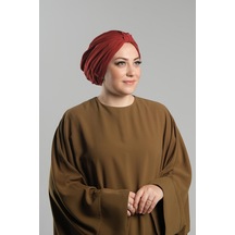 Hürrem Bone Kiremit Pratik Hazır Geçmeli Tesettür Bone Sandy Pileli Salaş 2121 05 Kiremit