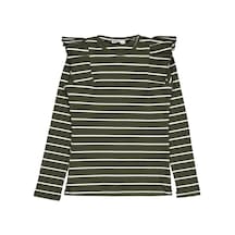 Civil Girls İnce Çizgili 10-13 Yaş Sweatshirt - Haki
