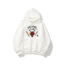 Tarzsokak Unisex Hell Fire Club Sweatshirt Hoodie Beyaz