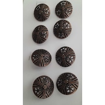 Antık Bakır Metal Düğme 22 Mm 8 Adet