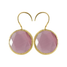 Kadir Jewellery 22 Ayar Altın Kaplama Kadın Taşlı Küpe -el İşçiliği Ve Hipoalerjenik Küpe Pembe