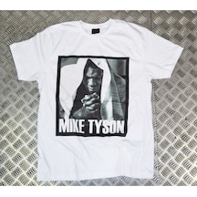 Stoned&Fame Mike Tyson Baskılı Unisex %100 Pamuk Beyaz T-shirt Beyaz