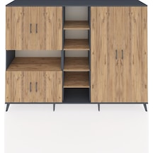 Hyperion Dolap 13 Raflı 6 Kapaklı 220x44x163 Antrasit-çam Antrasit-çam