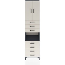 Hyperion Dolap 3 Raflı 7 Çekmeceli 2 Kapaklı 60x44x243 Antrasit-aytaşı Antrasit