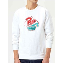 Riverdale Pops Chocklit Shoppe Baskılı Beyaz Erkek Örme Sweat