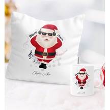 Kişiye Özel Yılbaşı Noel Baba Temalı Yastık Kupa Seti - 1
