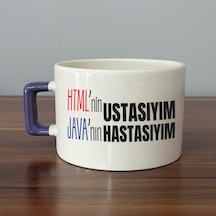 Html'ni Ustasıyım Java'nın Hastasıyım Baskılı Mor Kulplu C Fincan