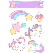 Unicorn Yenilebilir Cupcake Ve Pasta Resim Baskı