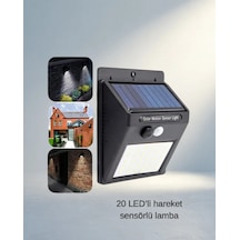 Hareket Sensörlü Güneş Enerjili Lamba 20 Led Ip65 Su Geçirmez Renkli