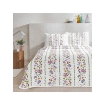 Taç Çift Kişilik Pamuk Pike Takımı Lily Pembe Gri