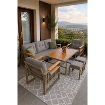 Esinti Serisi Balkon Takımı, 3-1-1 Cappuccino Bahçe Takımı, 3'lü Koltuk 70x180, 2 Tekli Koltuk 70x70, Masa 70x110, 2 Puf Gri