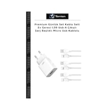 Premium Günlük Set Kablo Seti Ev Gereci L99 Usb-a Çıkışlı Şarj Başlıklı Micro Usb Kablolu