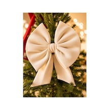 Krem Küçük Fiyonk Yılbaşı Çam Ağacı Süsü 35x30 Cm Dekoratif Kumaş Kurdele Noel Ve Yeni Yıl Dekoru Krem - 918403171