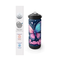 Coral High Kelebek Desenli Katlanır Ağızlıklı Çelik Termos 650 Ml 38331 Lacivert