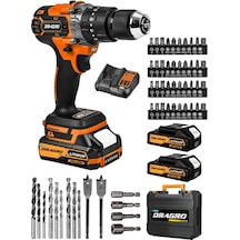 Dragro DRG-21V Çift Akülü T Vidalama Çelik Mandren Kömürsüz Motor Darbeli Şarjlı Matkap