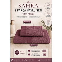 Sahra 2'li Banyo Havlu Seti Havlu Banyo Havlusu I Hamam Seti I Çeyiz Havlusu 70 X 140 Cm - 50 X 90 Cm Mürdüm