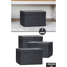 Kazak Kutu Hurç 3'lü Set, Çorap Havlu Çamaşır Kıyafet Düzenleyici Mukavva Destekli 40x30cm 3 Adet Antrasit Antrasit