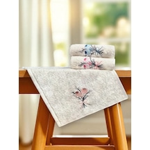 30x50 Cm 3lü Mutfak Havlusu El Havlusu Yüz Havlusu Seti Açık Krem