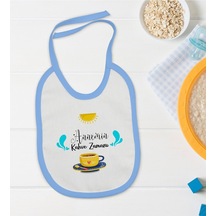 Bk Kids Annemin Kahve Zamanı Tasarımlı Mavi Bebek Mama Önlüğü Mavi