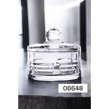 Deconox Lüx Kristal Kapaklı Cam Şekerlik & Cam Lokumluk, Kesme Cam Lüx Şekerlik 10cm 10.5cm - 4 Model 06648 Diğer