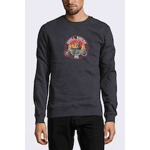 Skull With Chopper Motorcycles Royalty Skull Baskılı Erkek Sweat (528795572)