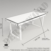 Doğal Ahşap Yemek Masası-70-180-76 Cm-kare Profil Ayak