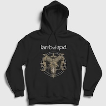 Presmono Unisex Horns Lamb Of God Kapüşonlu Sweatshirt Siyah