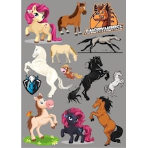At Ve Unicorn Sticker Set 12 Parça Telefon, Tablet, Defter, Laptop Sticker