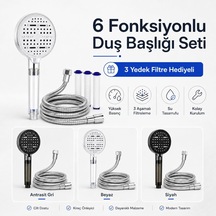 Sogud Duş Başlığı Seti Beyaz - 150 Cm Hortumlu Filtreli Arıtmalı El Duşu - 6 Fonksiyonlu Yüksek Diğer