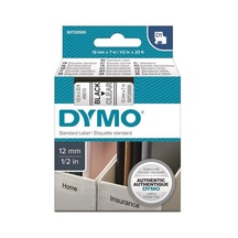 Dymo D1 Şeffaf/Siyah Yedek Şerit 12Mm X 7Mt 45010