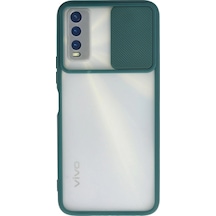 Vivo Y11s Kılıf Palm Buzlu Kamera Sürgülü Silikon - Yeşil -