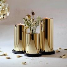 Garaj Home Parlak Yüzey Mumluk Dekoratif Tealight Set-gold Çok Renkli