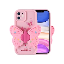 Mobilteam Apple Uyumlu iPhone 11 Kılıf Kamera Korumalı Figür Tasarımlı Kapya Kapak-pembe Açık Pembe Açık