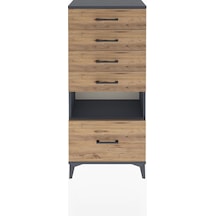 Arges Dolap Tek Raflı 5 Çekmeceli 60x30x134 Antrasit-çam Antrasit