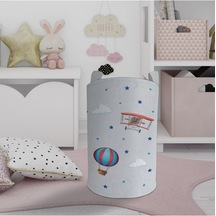Mekta Home Bebek Ve Çocuk Odası Uçak Ve Uçan Balon Desenli Oyuncak Sepeti Renkli Çok Renkli
