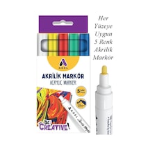 Akrilik Markör Seti 5 Renk 1 Paket 2 Mm Yuvarlak Uçlu Akrilik Marker Keçe Uçlu Seramik Ahşap Kumaş Tuval Taş Her Yüzeye