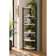 Sulorahome 6 Raflı Köşe Kitaplık Ve Saksılık Standı Beyaz Antrasit