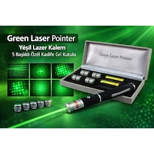 Green Lazer Kalem 5 Başlıklı Özel Kadife Gri Kutulu