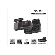 Sentinel Sc-251 Araç İçi Kamera 4k Uhd Wifi Çift Kameralı Dash Cam Arka Kamera Destekli