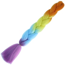 Afrika Örgülük Ombreli Sentetik Saç 100 Gr. - Turuncu / Sarı / Açık Mavi / Mor