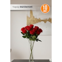 Yapay Kırmızı Gül Demeti - 10 Adet Kırmızı