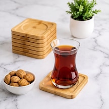 Kare Çay Tabağı On İkili Kahverengi