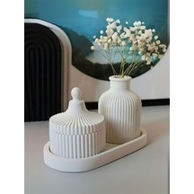 Bernami Mumluk Şamdanpinterest Dekoratif Vazo, Kapaklı Mumluk Ve Mum 3'lü Set Diğer