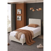 Baza Seti, Alessa Tek Kişilik Baza Başlık Maxi Yatak Seti, Bej - 90x190 Cm 90 x 190