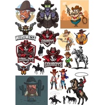 Kovboy Sticker Set 20 Parça Telefon, Tablet, Defter, Laptop Sticker
