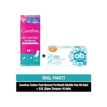 O.B. Süper Tampon 16'lı + Carefree Cotton Feel Normal Parfümlü Günlük Ped 20'li