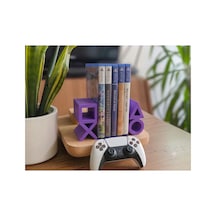Ps5 Logolu Cd Stand Rafı, İkonik Tuş Simgeli Oyun Kutusu Cd Rafı Stand Organizer4