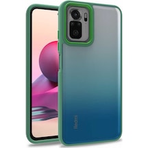 Xiaomi Redmi Note 10 Metal Kamera Korumalı Arkası Şeffaf Silikon Kılıf - Mavi
