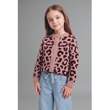 Defacto Leopar Desenli Bisiklet Yaka Triko Basic Hırka Kız Bebek I4958a526wnbr489 Bordo-br489